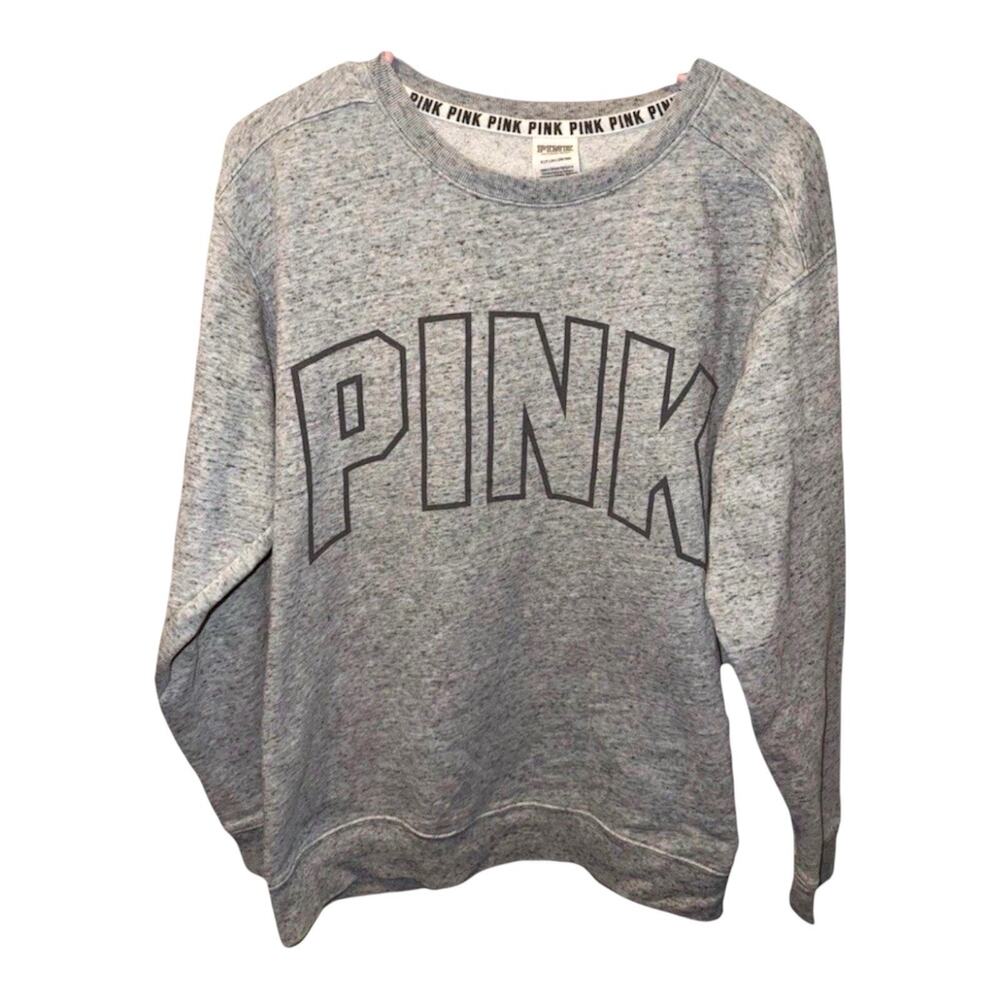 PINK Victoria’s Secret Women’s Small Gray Spell Out Logo Sweatshirt Pullover